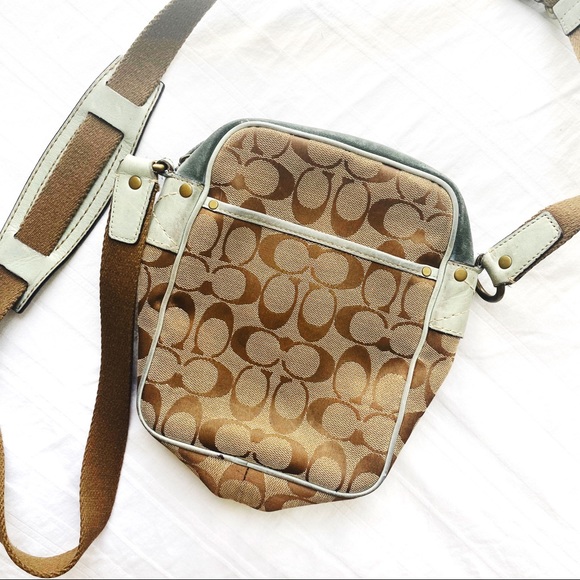 Coach Bags Coach Blue Logo Suede Crossbody Bucket Bag Poshmark